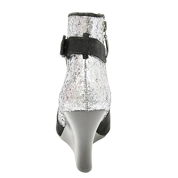 Guess LANDAN Ankle Boot Wedge Bootie Heel Pump Black/Silver Glitter 6/7.5/9.5 - Picture 6 of 8